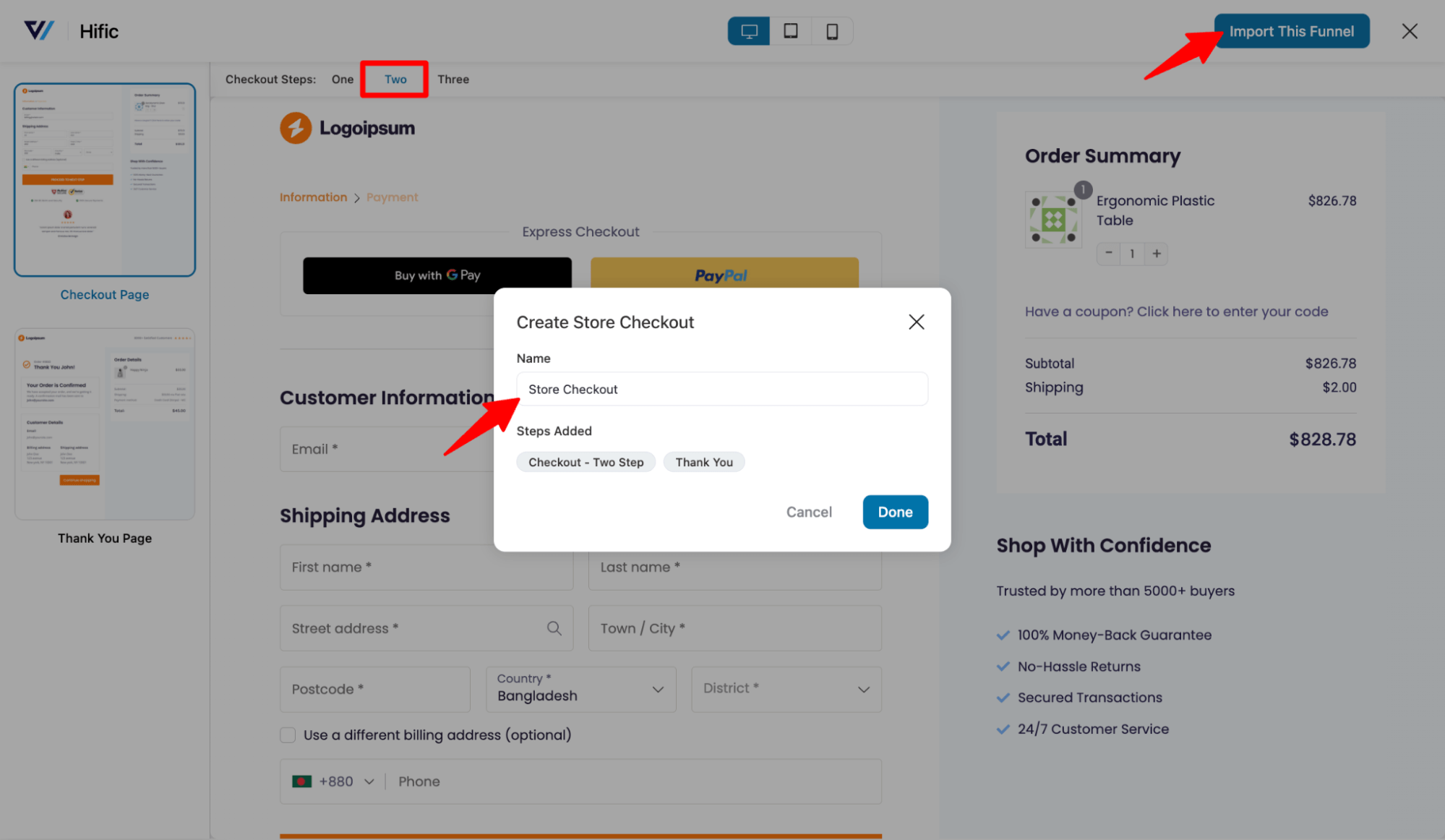 import hific as store checkout in WooCommerce store