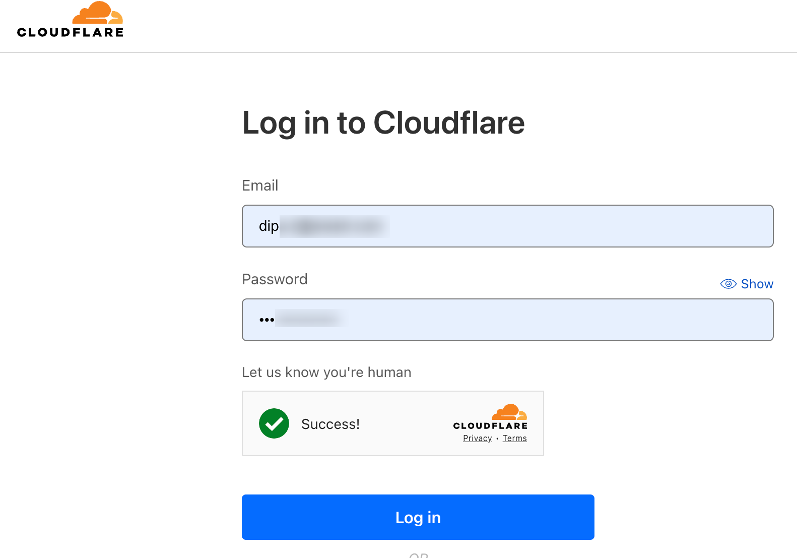 login to cloudflare