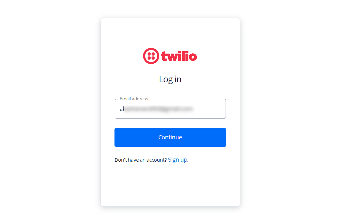 Login to the twilio account