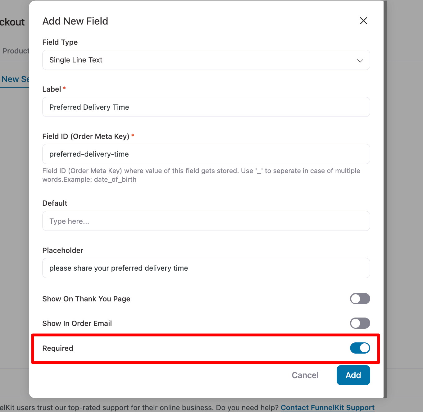 make the cusotm field required