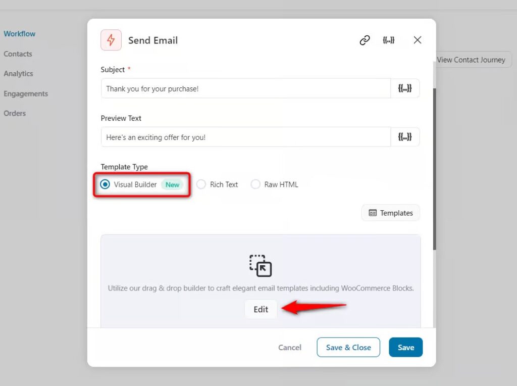 Enhanced Visual Email Builder - FunnelKit