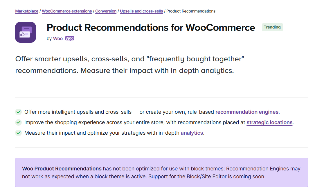 Product recommendations for woocommerce plugin