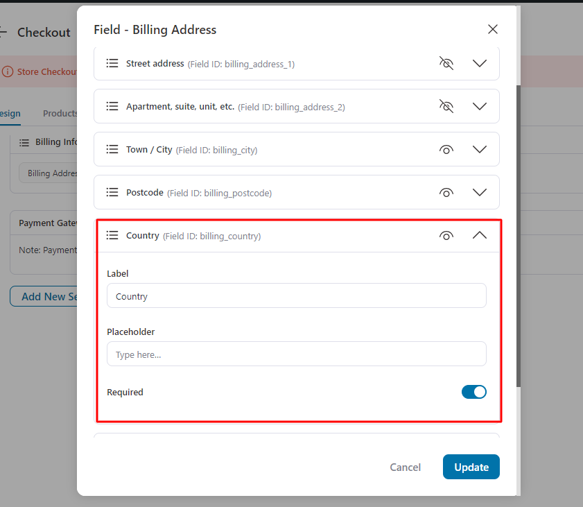 Enabling the checkout form fields inside the billing address