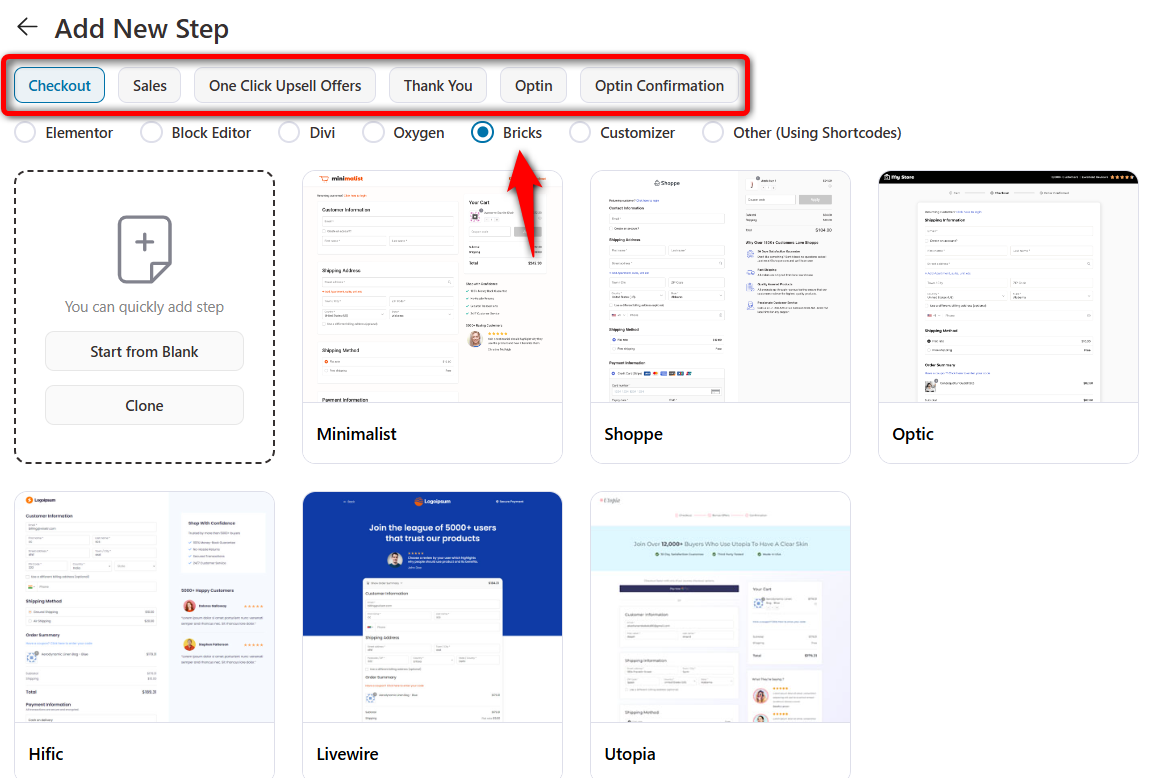 Pre-designed templates for each step - FunnelKit Funnel Builder 3.6