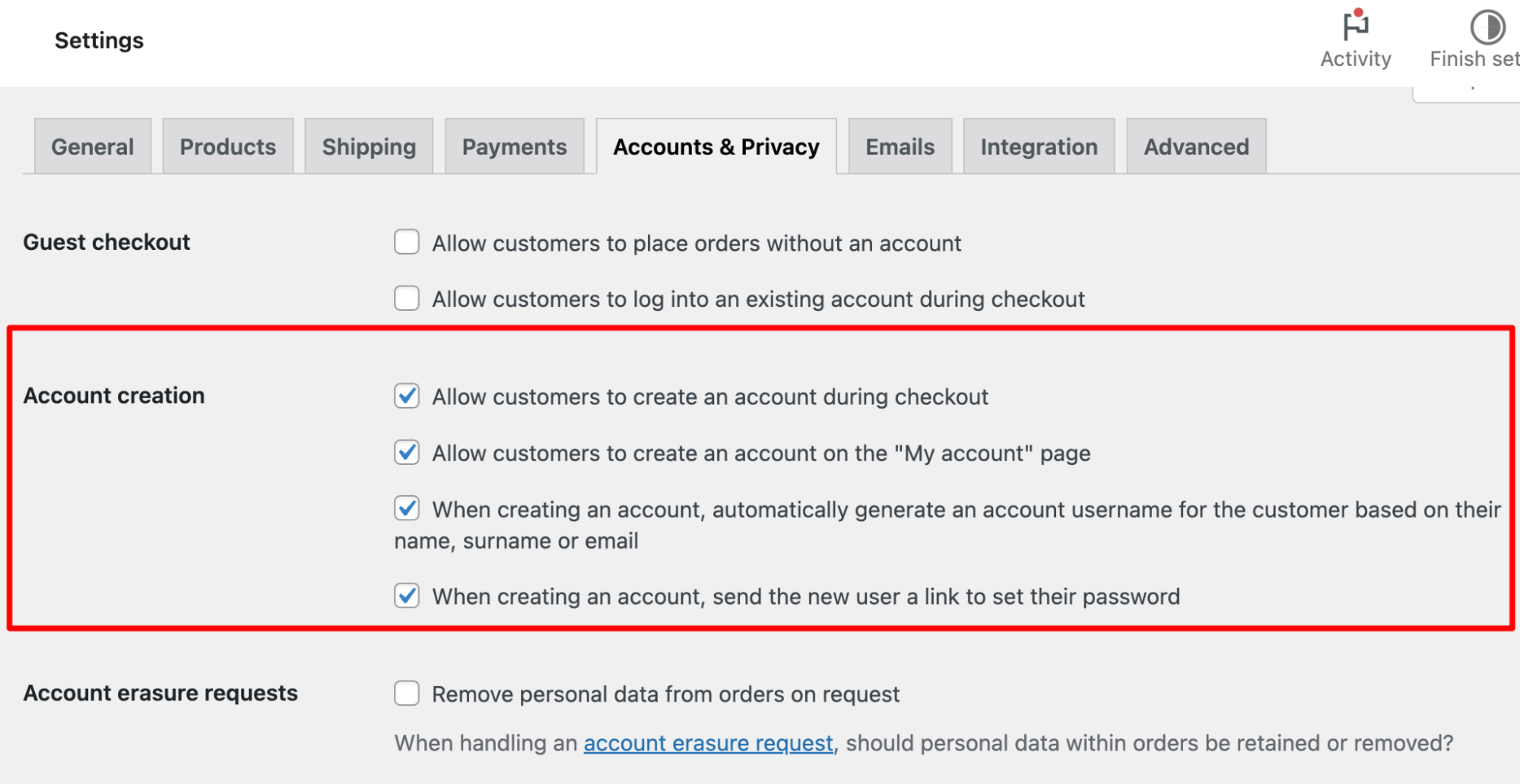 allow account creation on WooCommerce checkout, woocommerce automatically create account on checkout