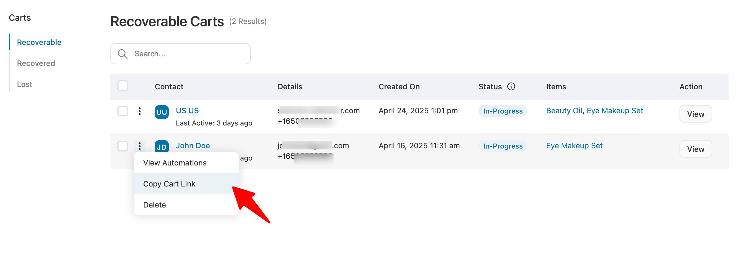 copy cart link