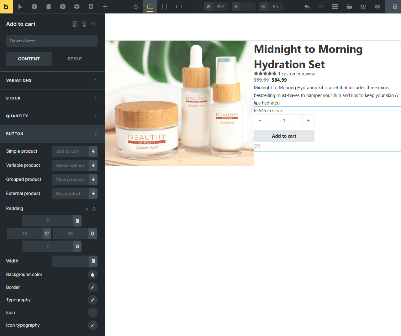 style the add-to-cart button and variations
