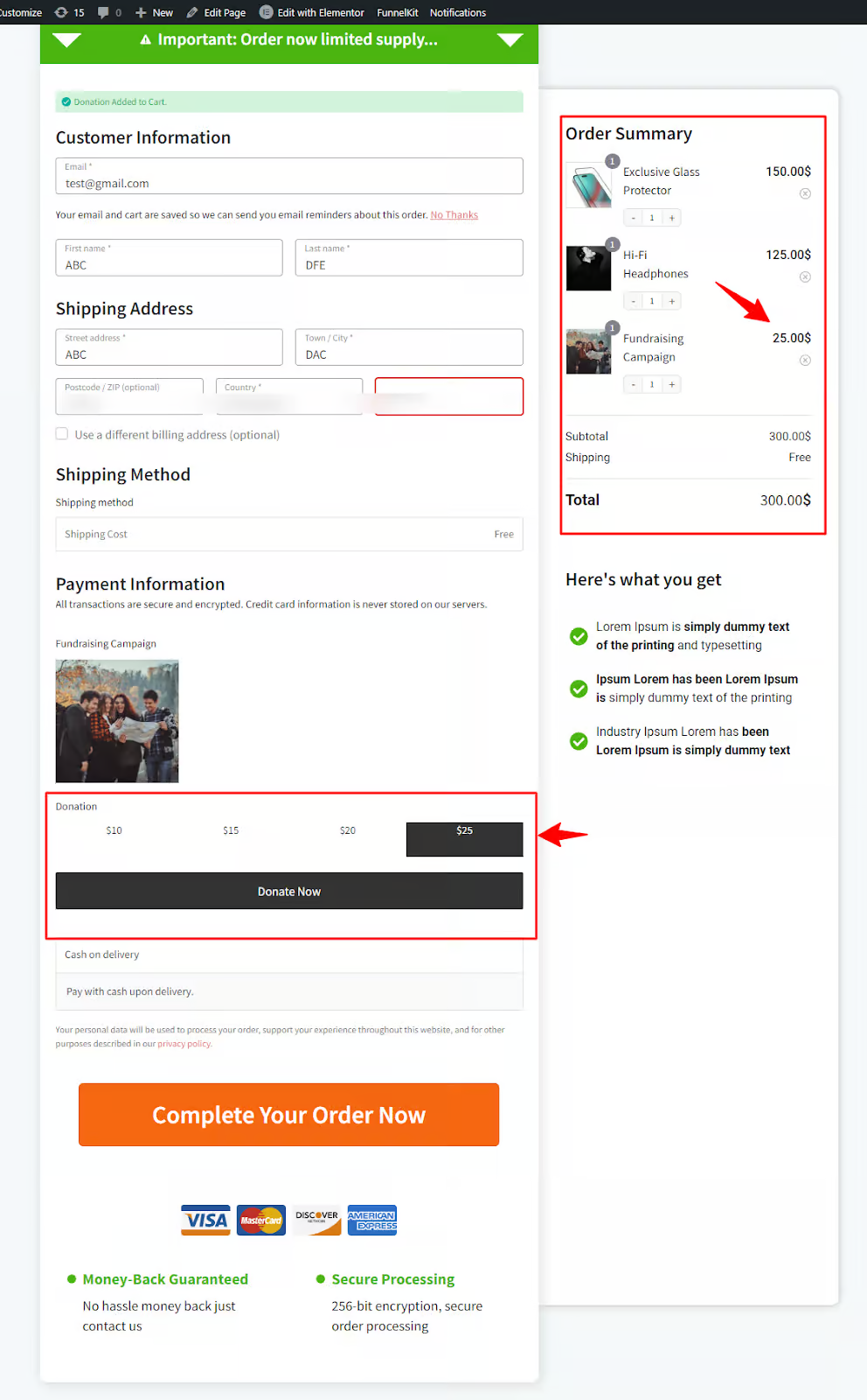 donation contribution use case for woocommerce checkout add-ons