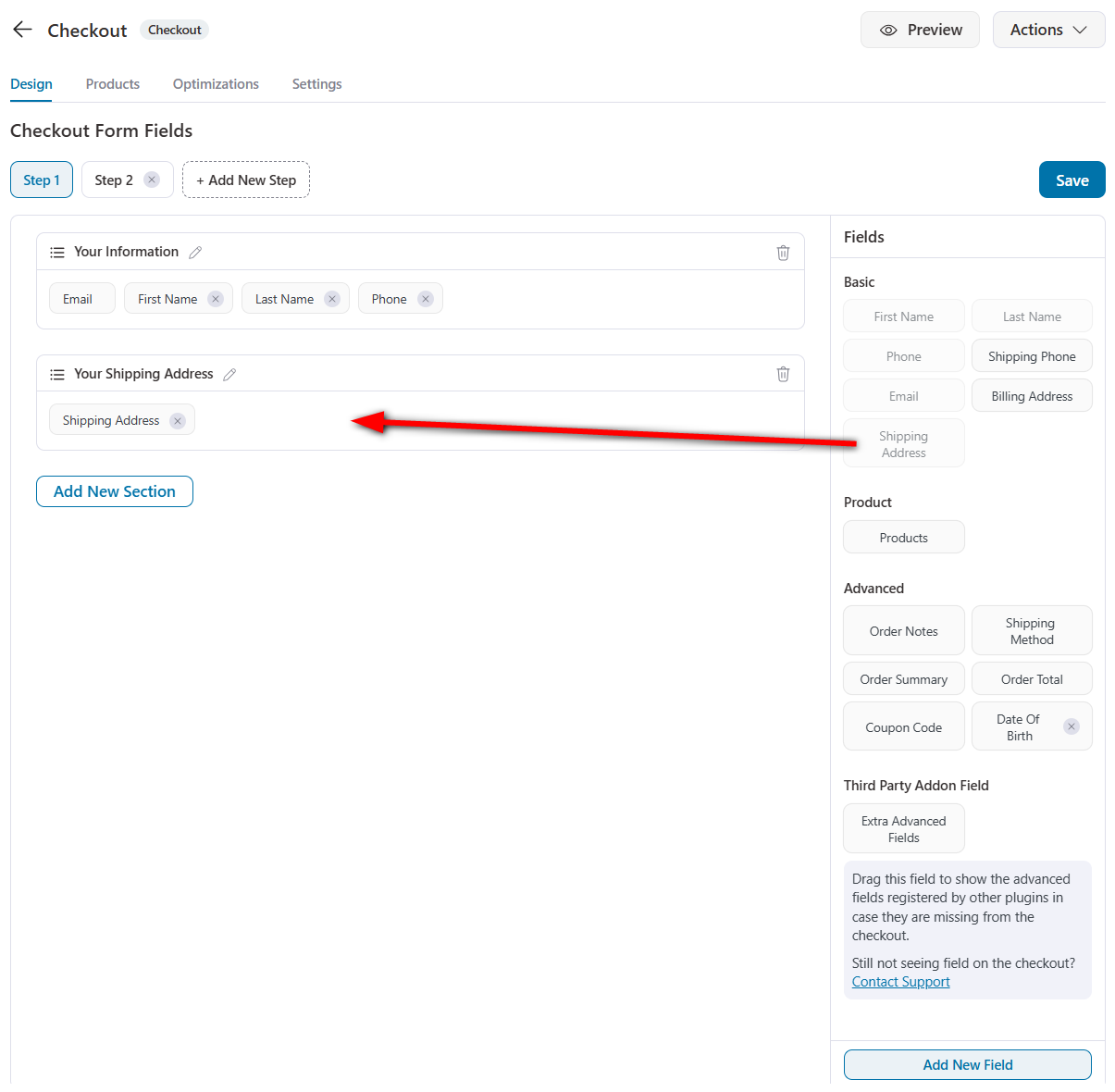 Edit, rearrange and delete any field or section with FunnelKit's checkout field editor