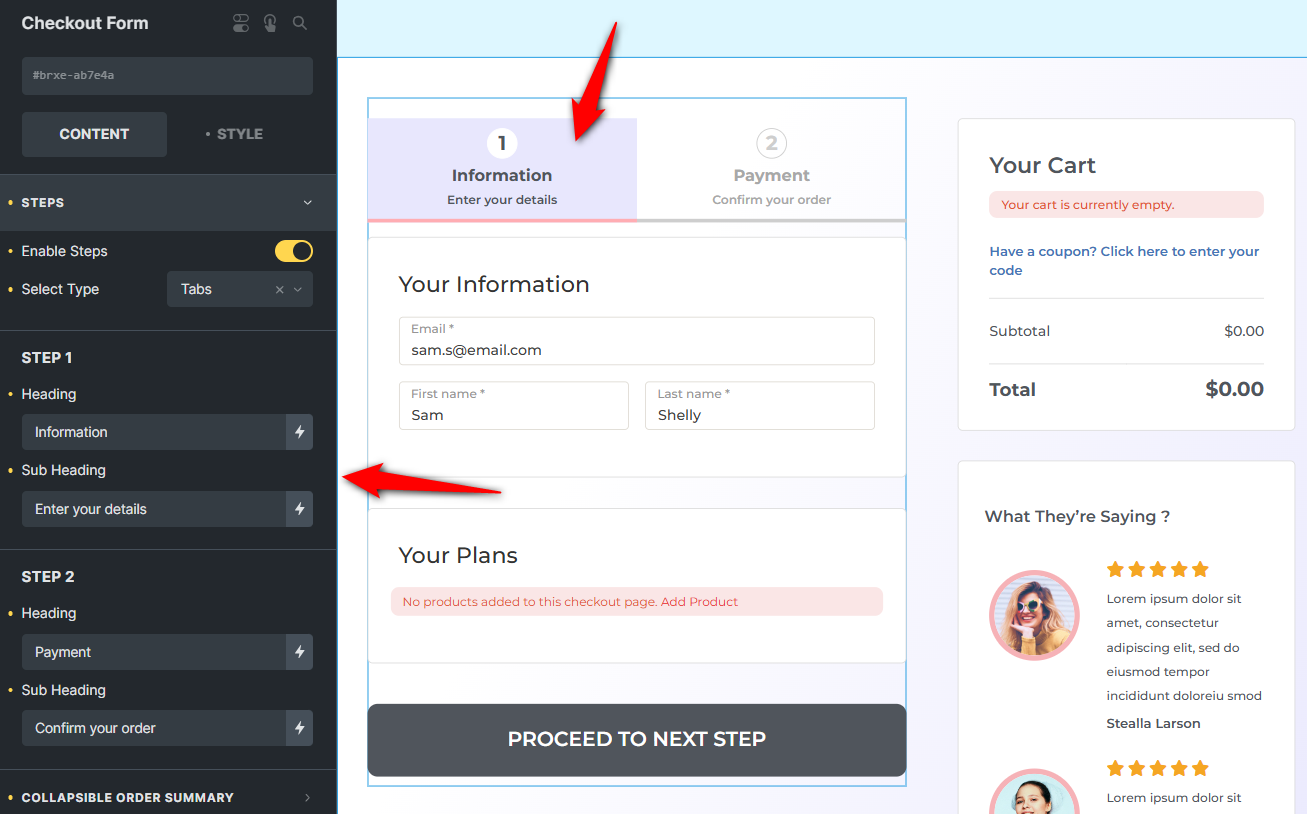 edit the woocommerce checkout form - content customization with bricks builder