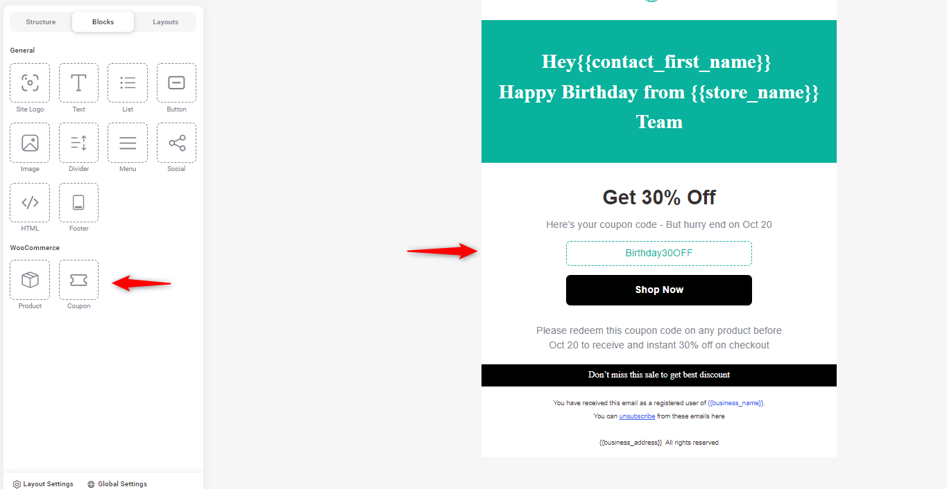 Customize coupon