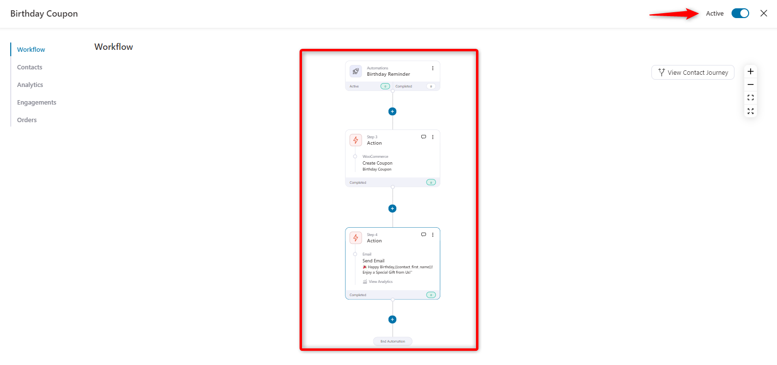 Enabling the automation and testing the WooCommerce birthday coupons