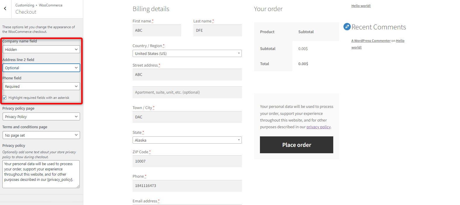 Remove Checkout Fields in WooCommerce