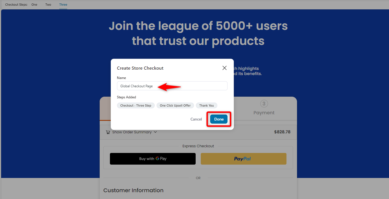 Providing the name to the checkout template