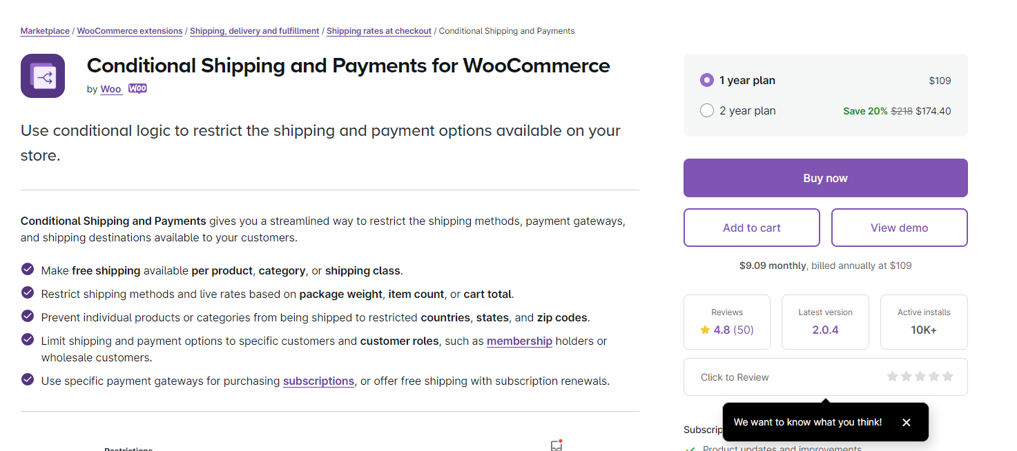 Conditional Shipping and Payments for WooCommerce