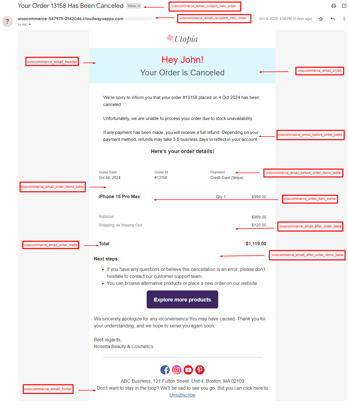 WooCommerce Email Hooks