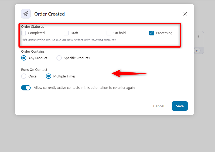 Configure the order created event trigger - WooCommerce Email Hooks