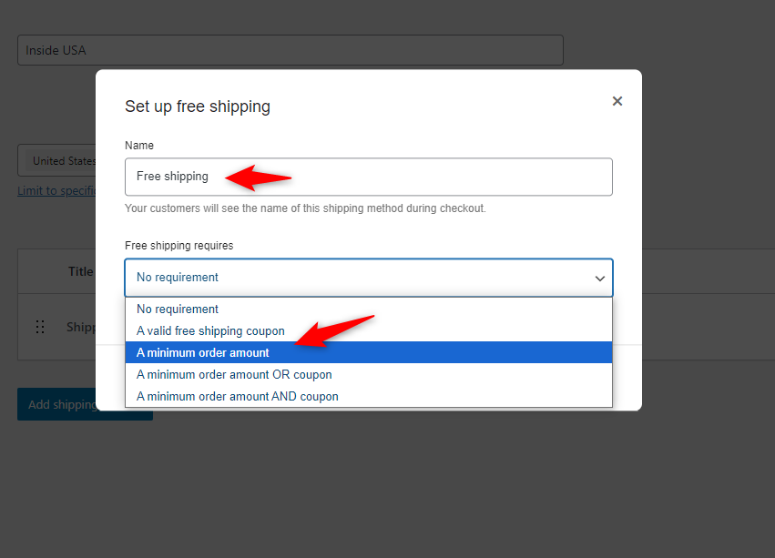 setting up free shipping