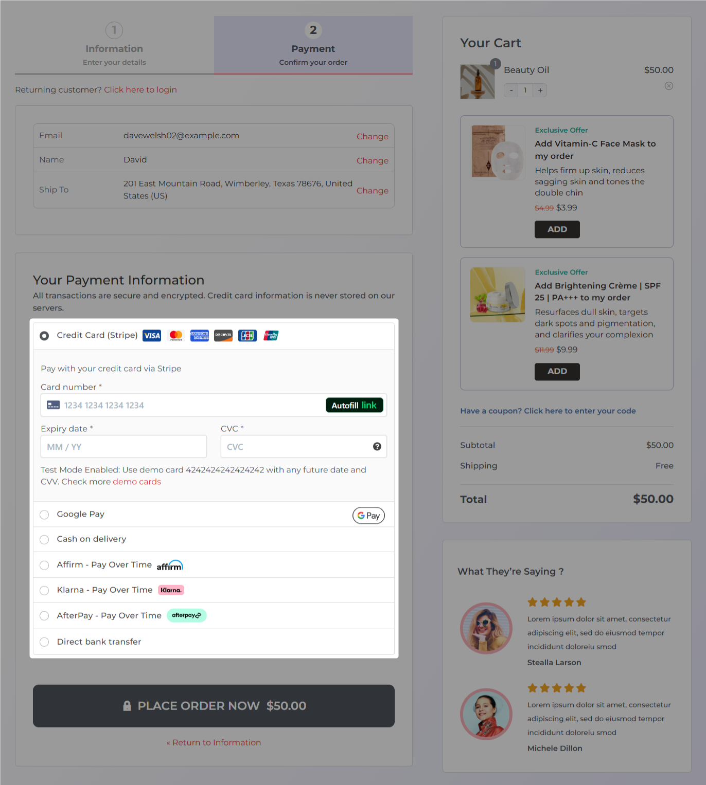 multiple payment options on woocommerce checkout page