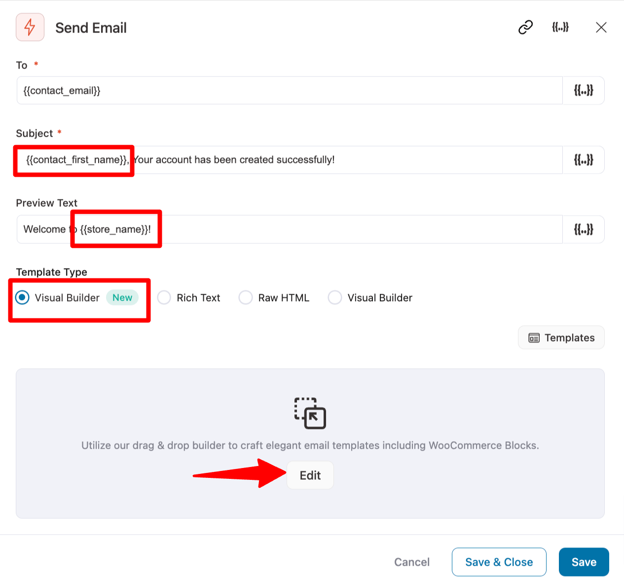 personalize order creation subjct and preview