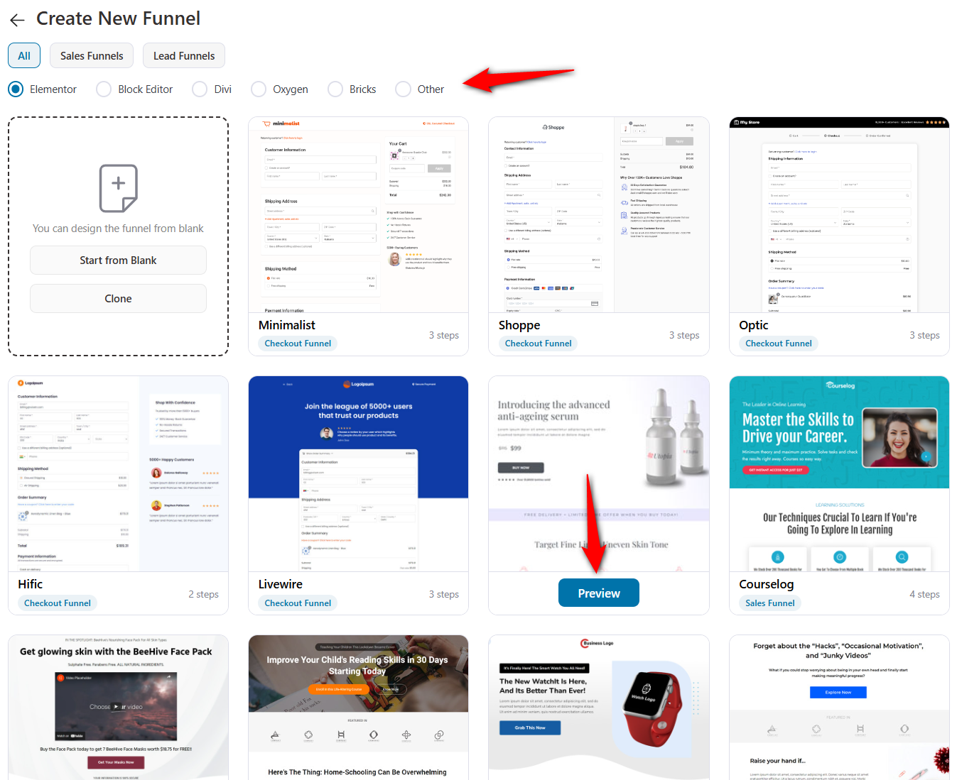 WordPress sales funnel templates