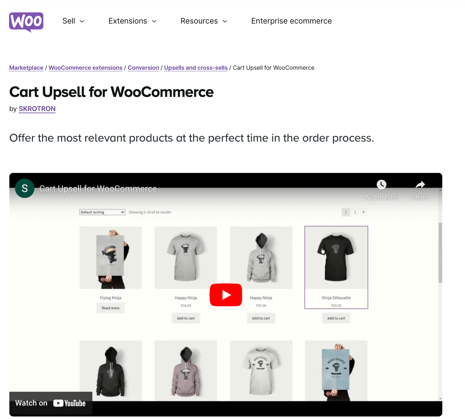 Cart upsell for WooCommerce by SKROTRON