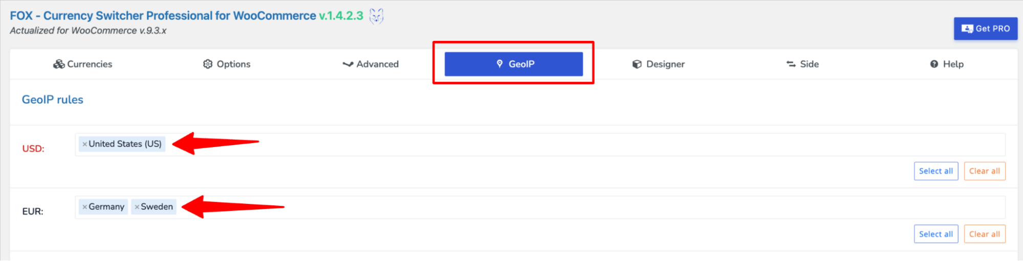 GeoIP rules for currency switcher