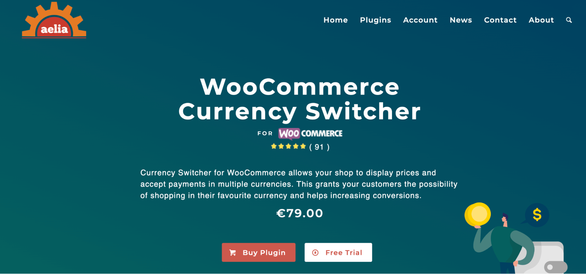 WooCommerce currency switcher by Aelia