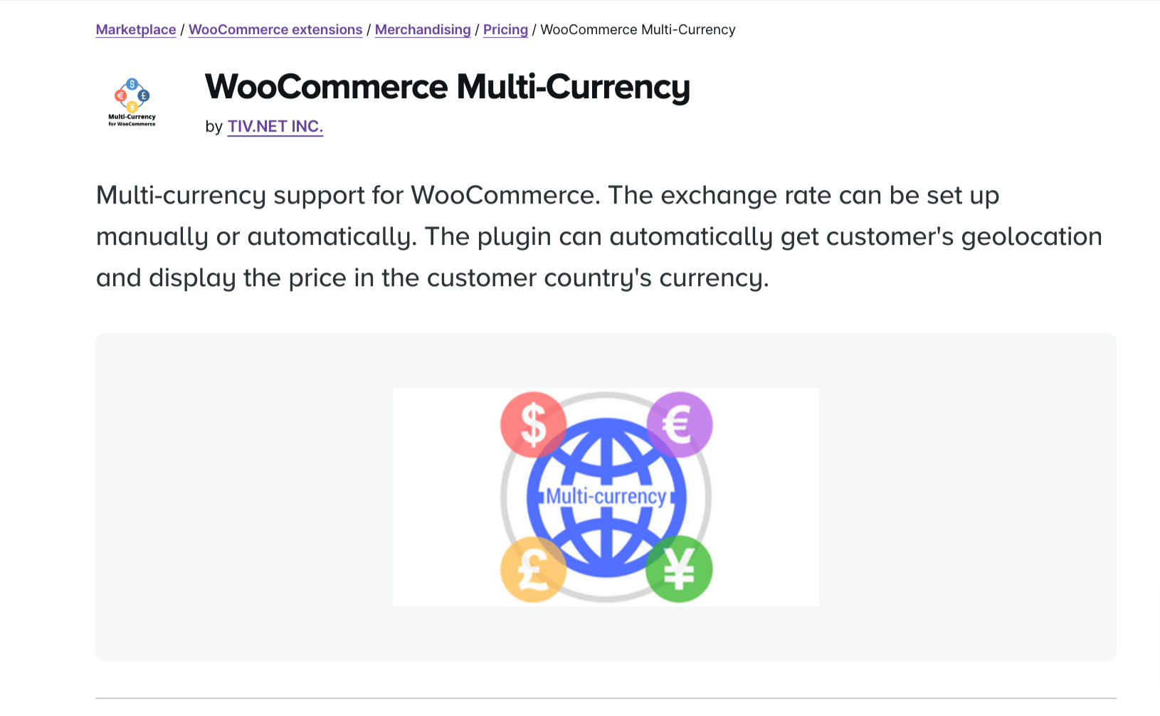 WooCommerce multi curreny by TIV NET INC