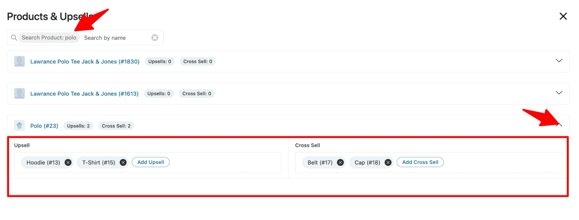 add upsell and cross sell