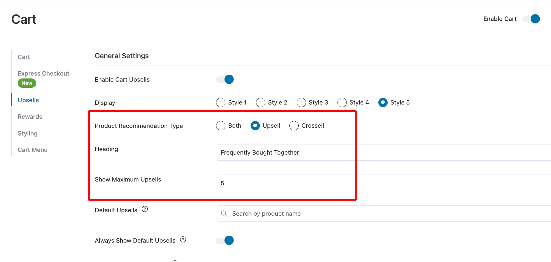 choose product recommendation type