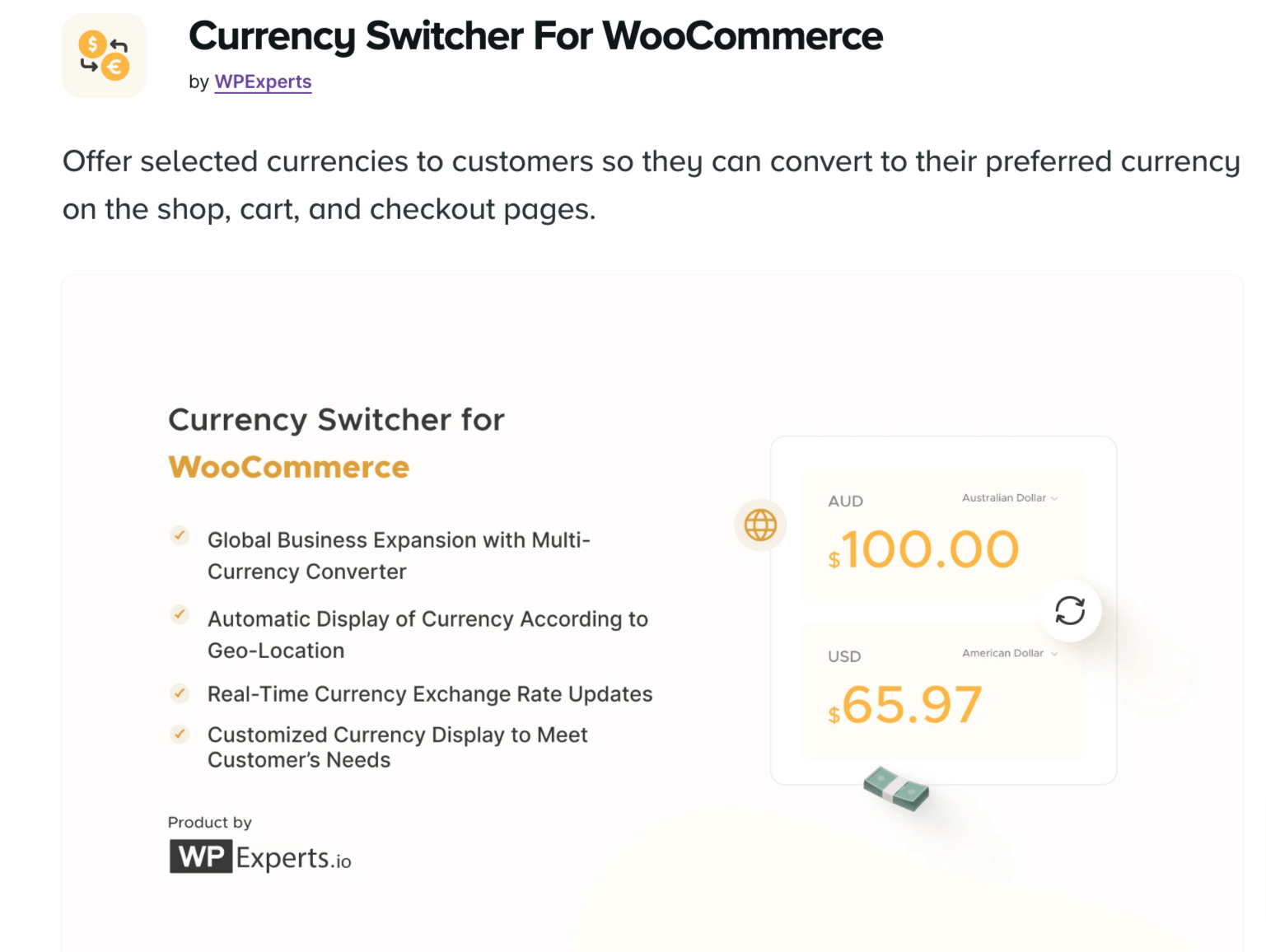 currency switcher for WooCommerce by WPExperts