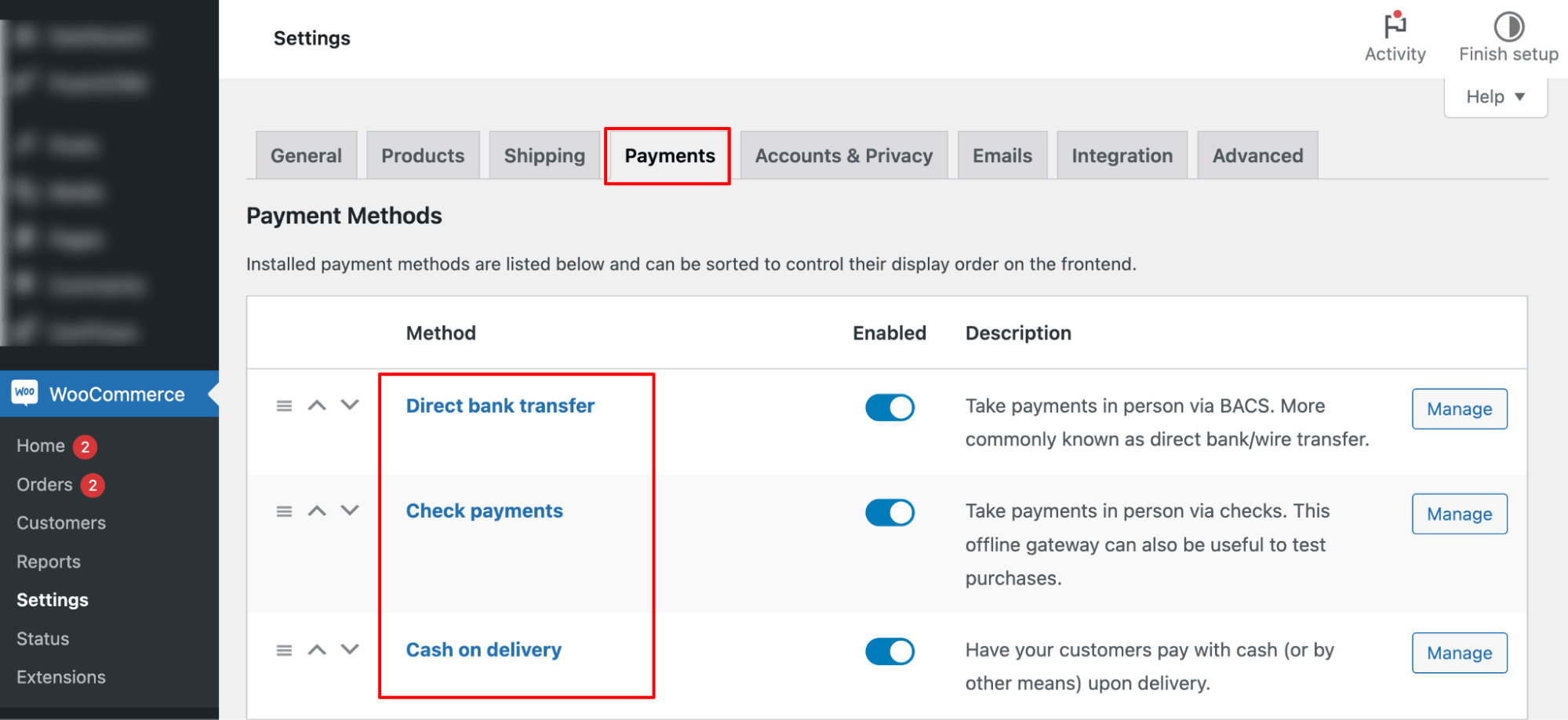 default payment options in FunnelKit Funnel builder