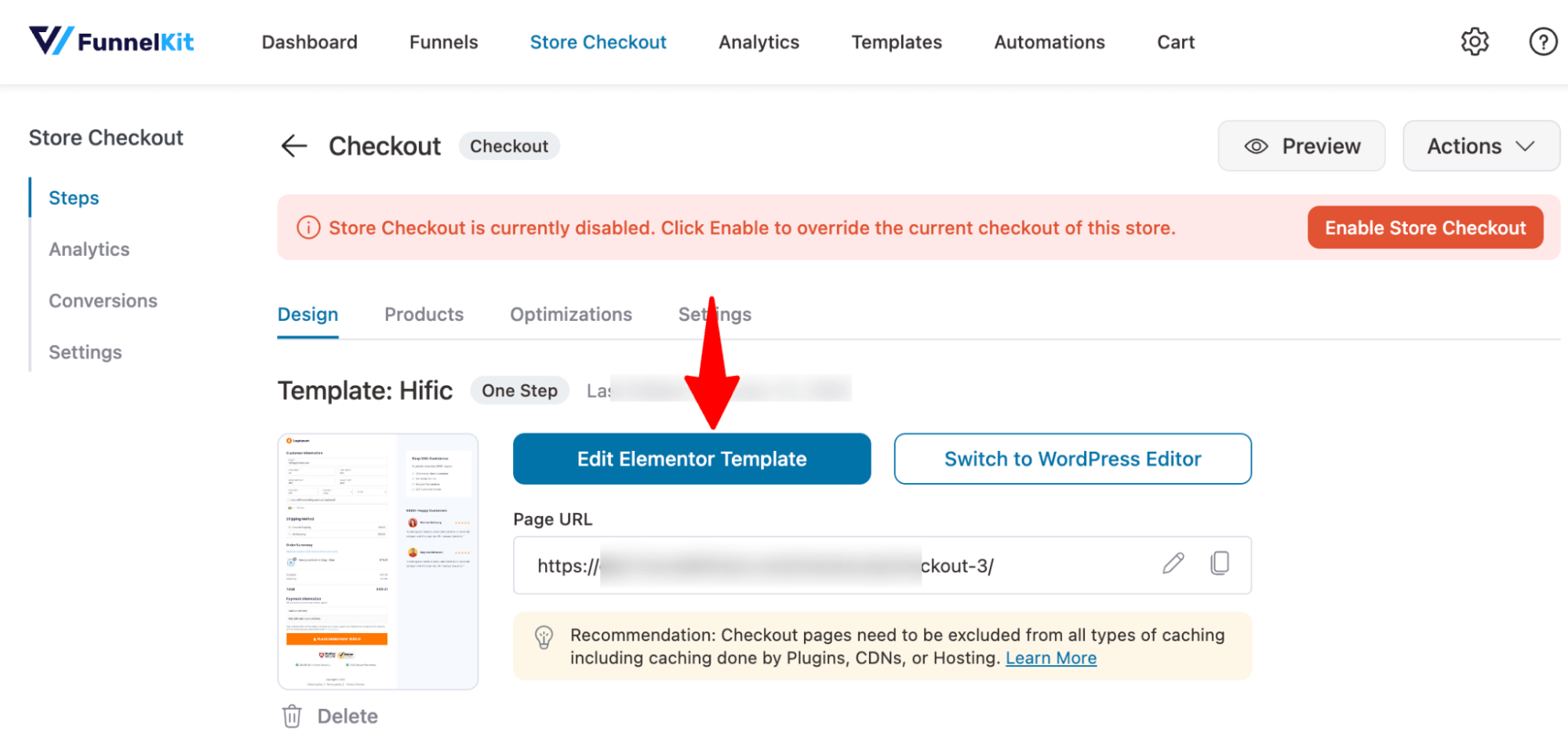 edit elementor template to customize checkout page