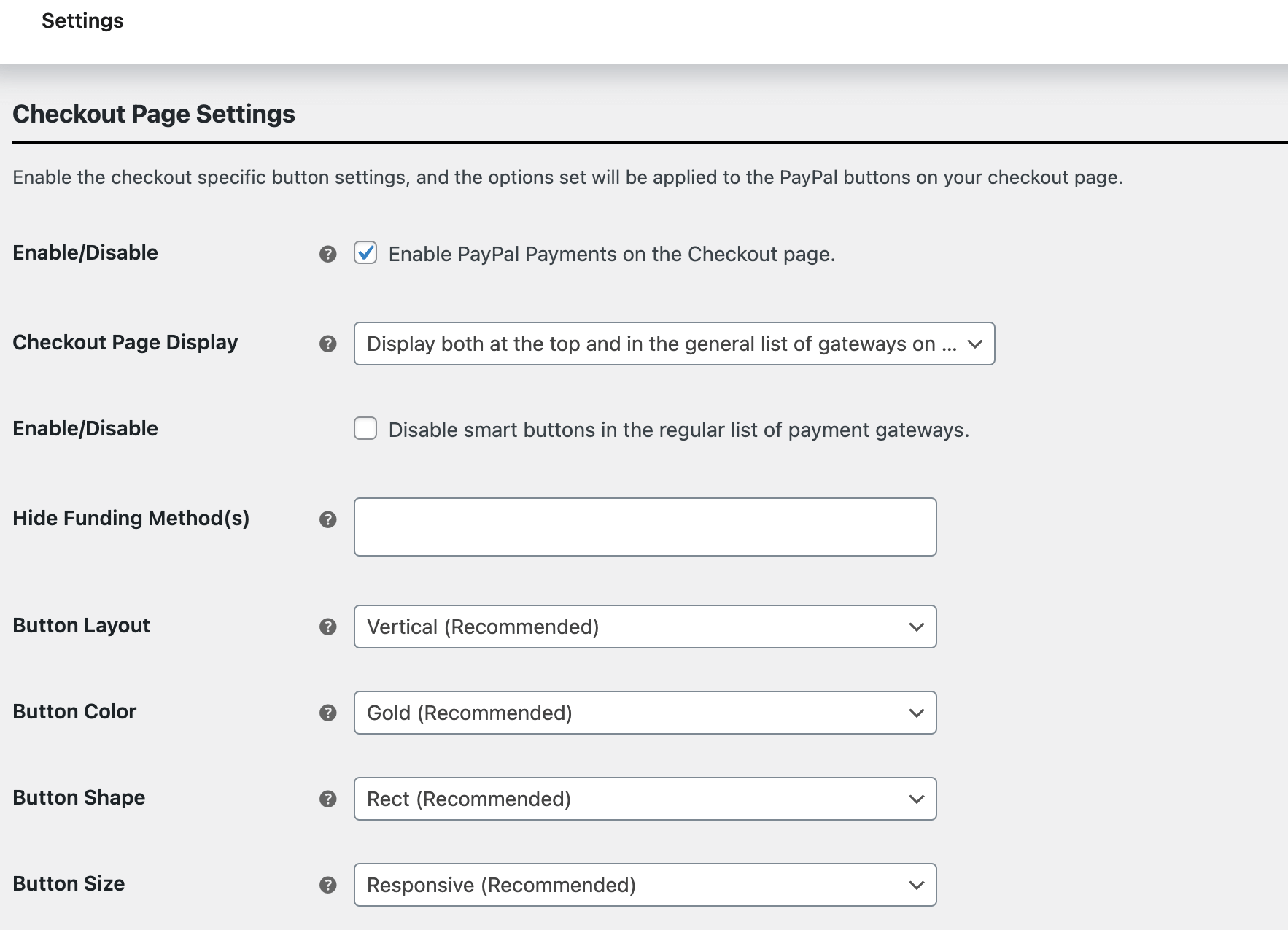 enable paypal payments on the checkout page