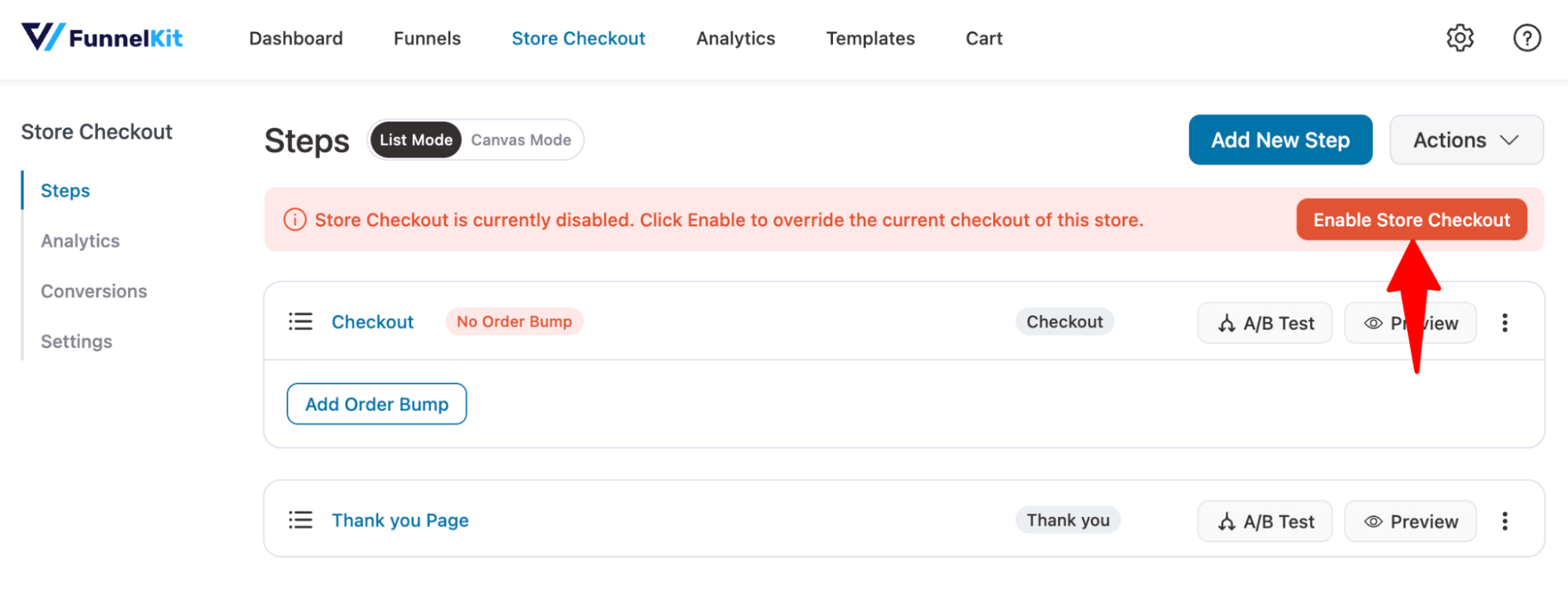 enable store checkout