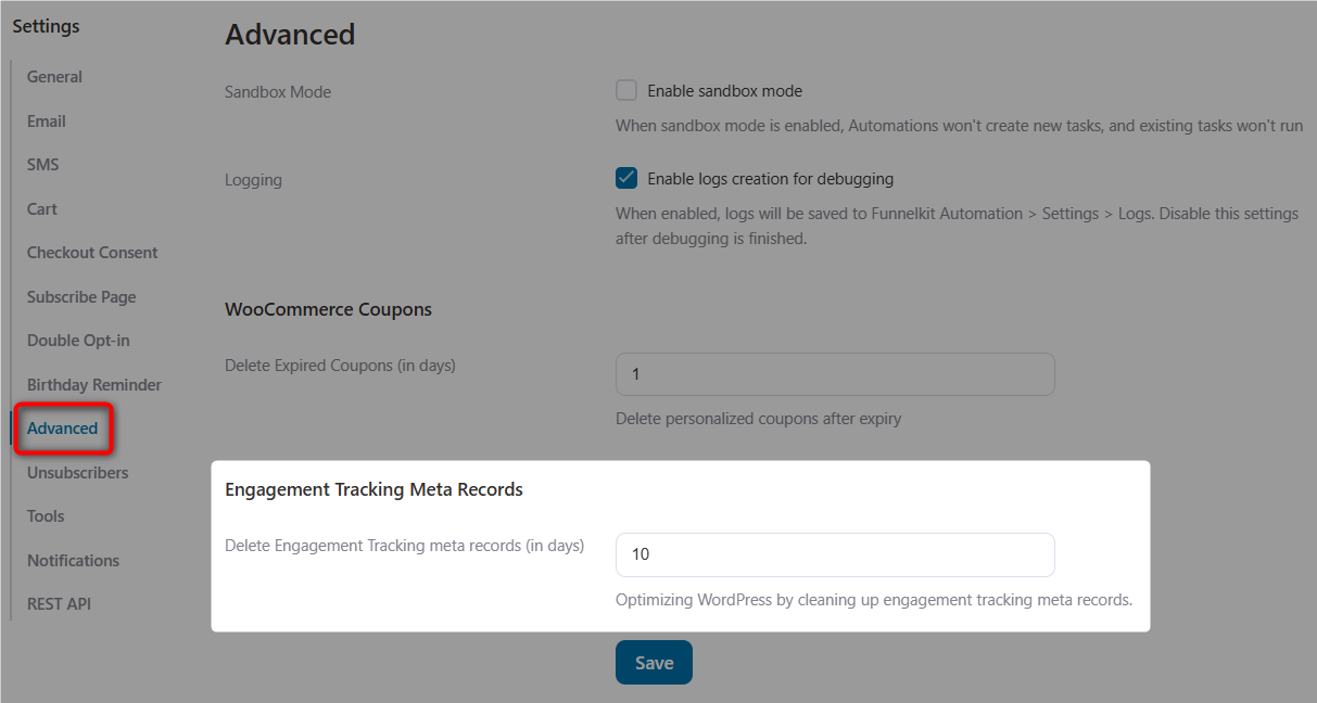 Engagement tracking meta records - funnelkit automations 3.3.0