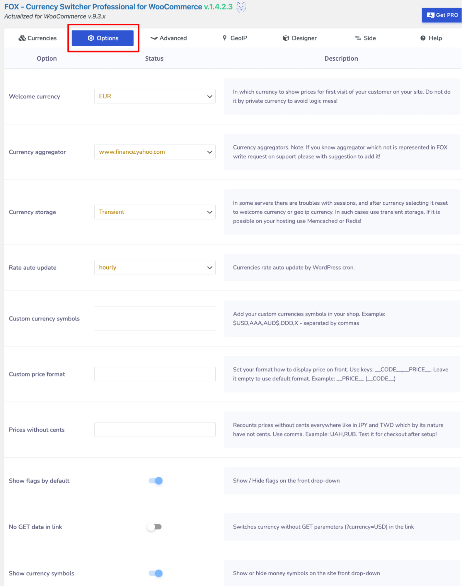 fox currency switcher settings