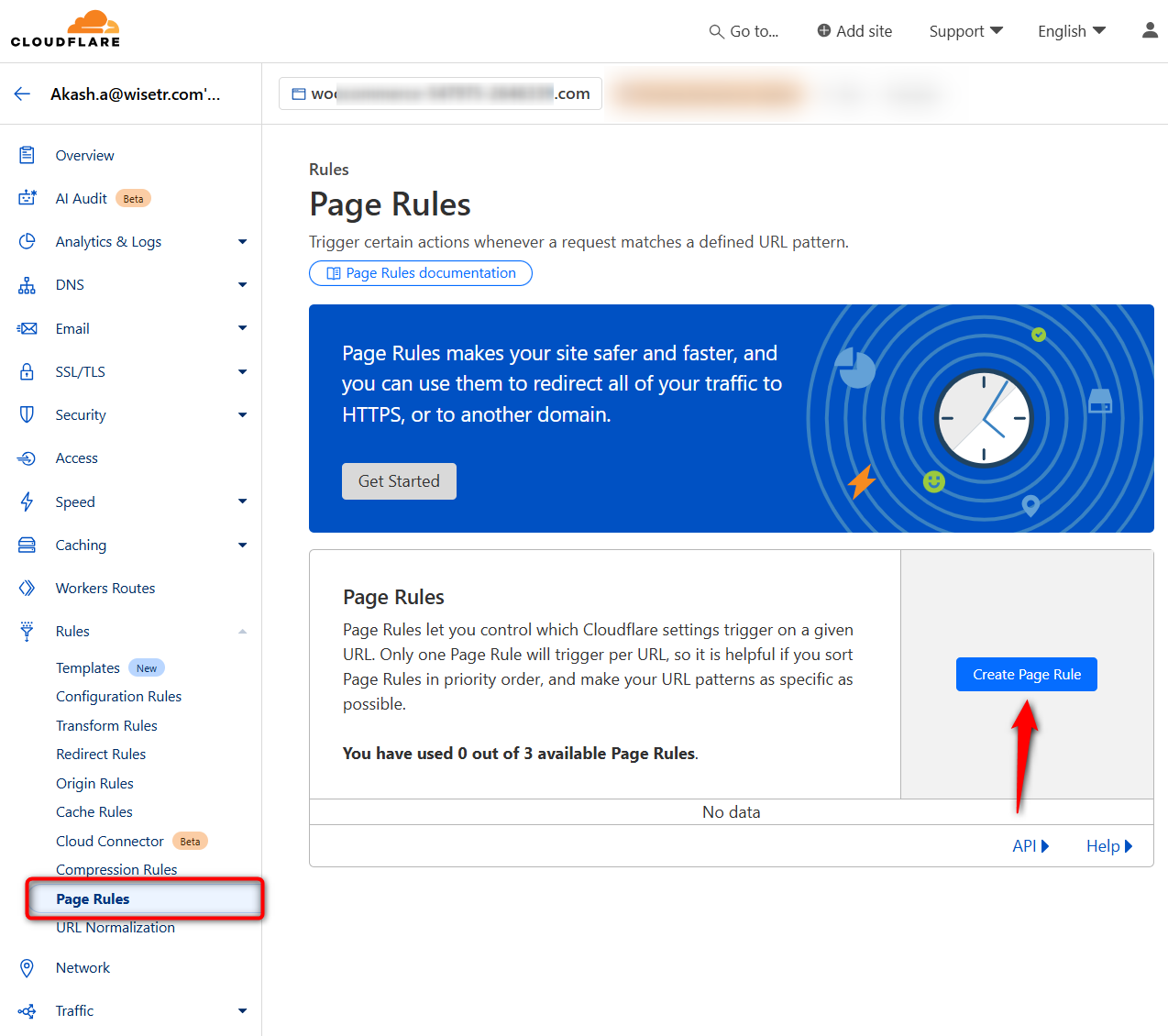 Create page rule