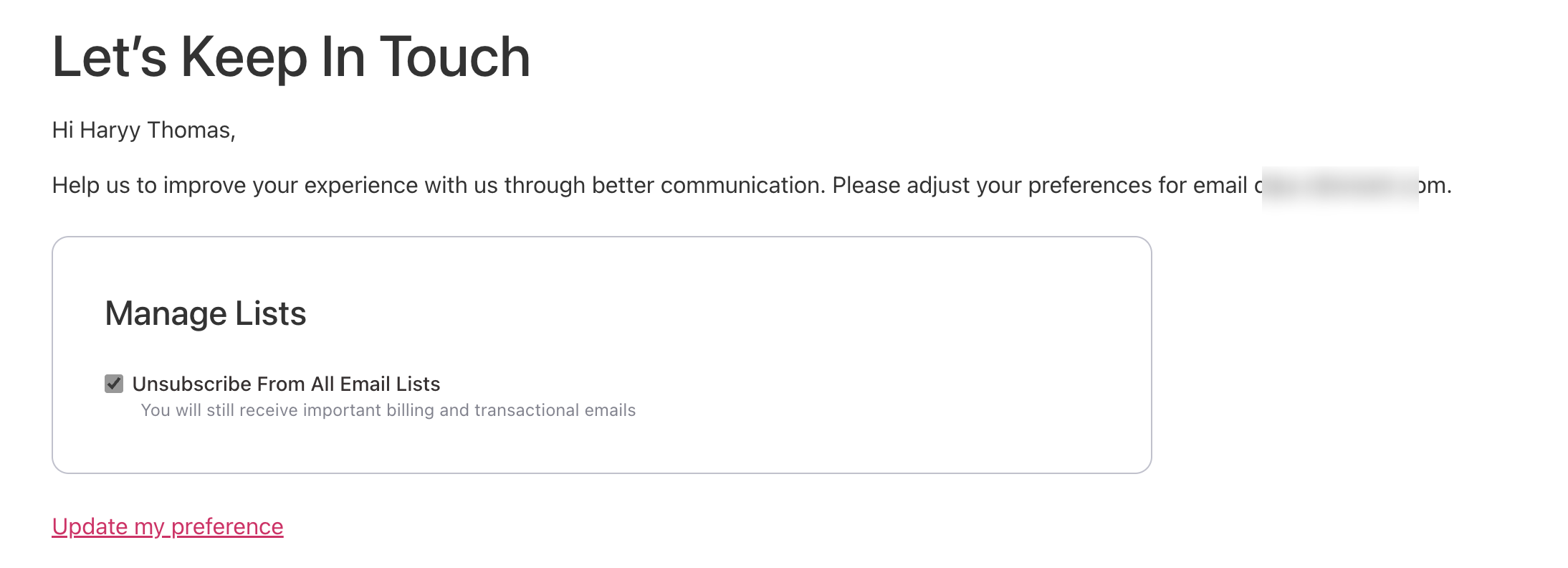 custom subscribe page updated