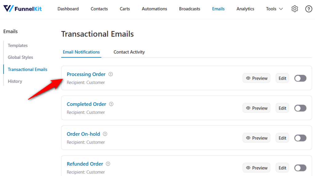 edit your transactional email with woocommerce email customizer - funnelkit automations