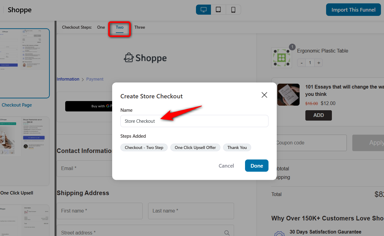 Import and name your store checkout funnel