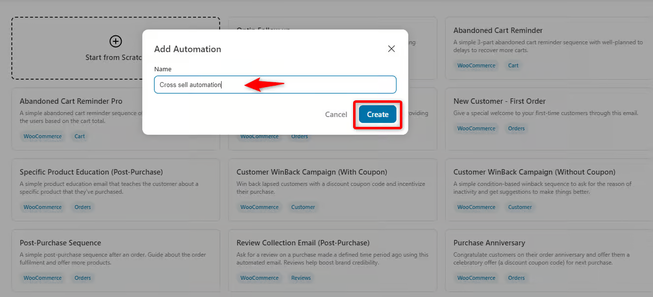 Name your woocommerce cross sell automation