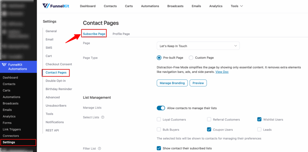 navigate to subscribe page