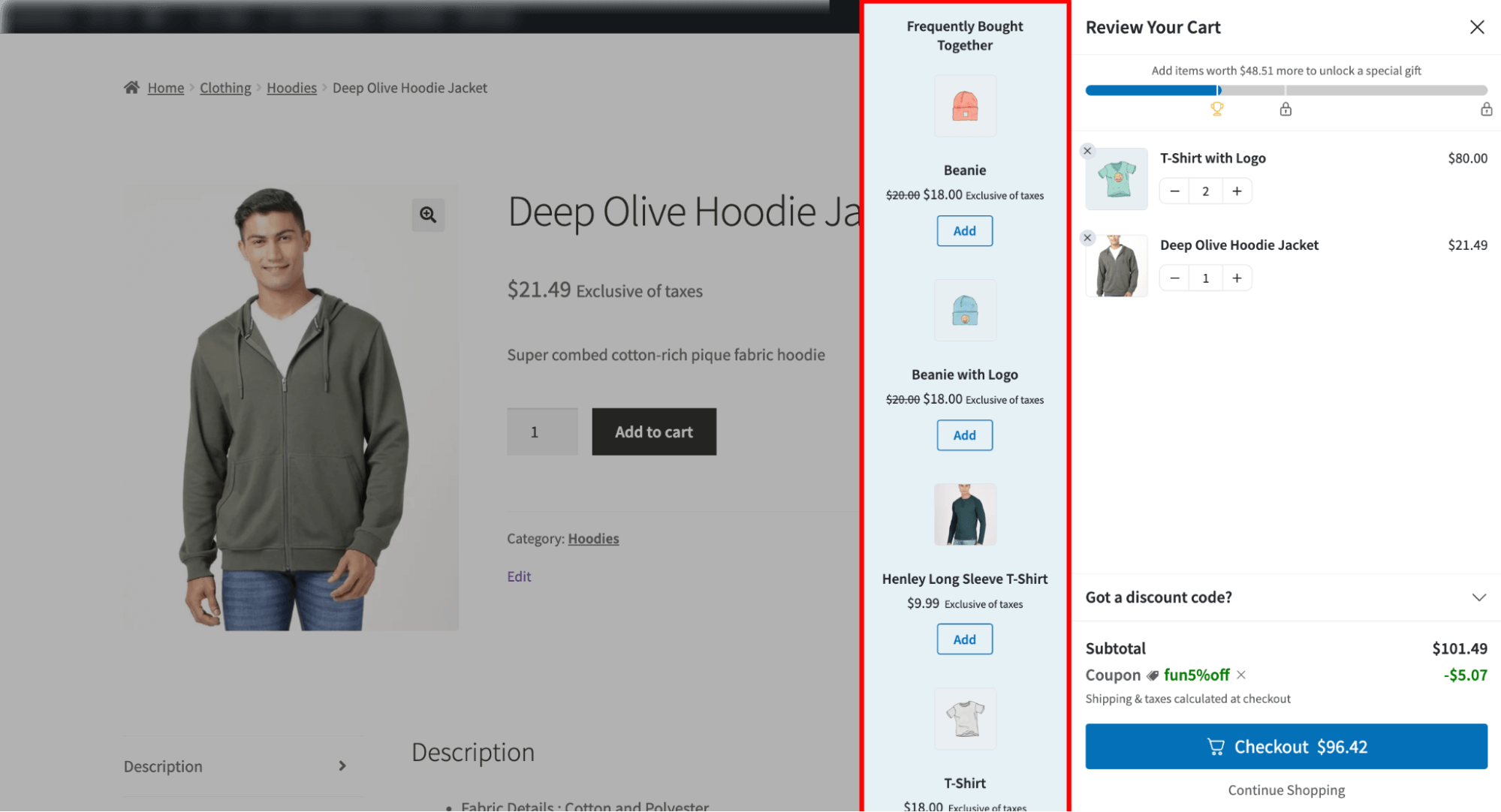 preview WooCommerce related products in mini cart