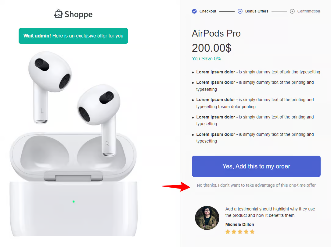 preview of the second woocommerce cross sell offer