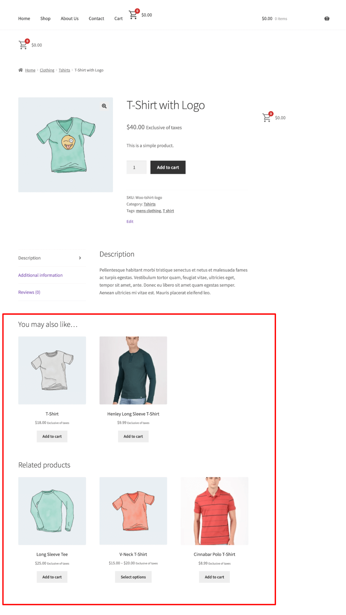 related product on WooCommerce single product page