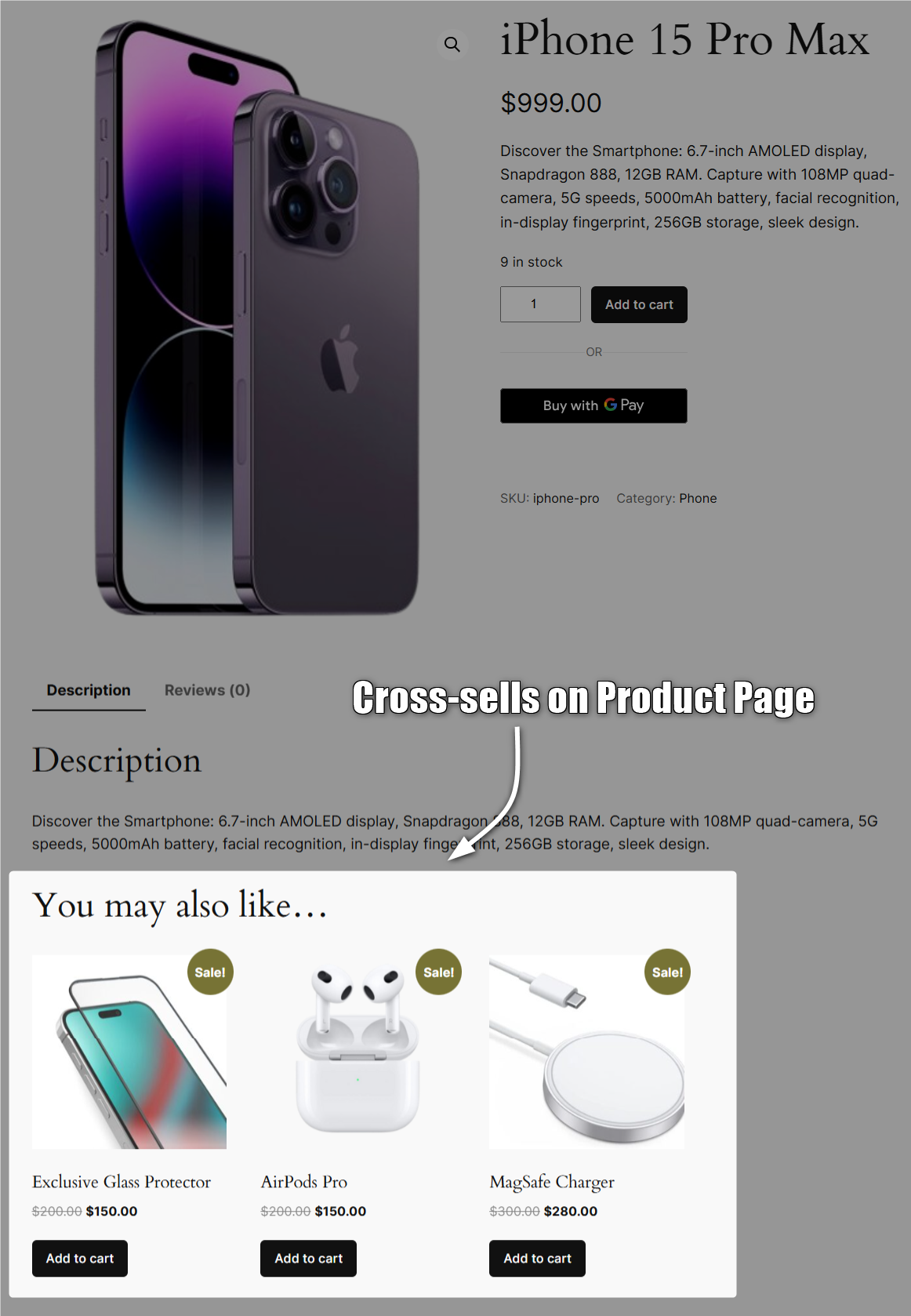 WooCommerce cross sell added on the product page