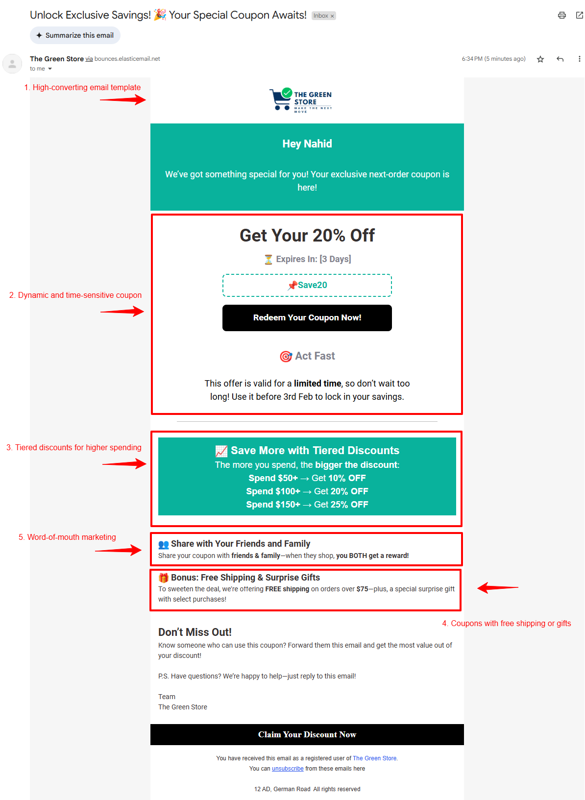 final look of a high-converting email template