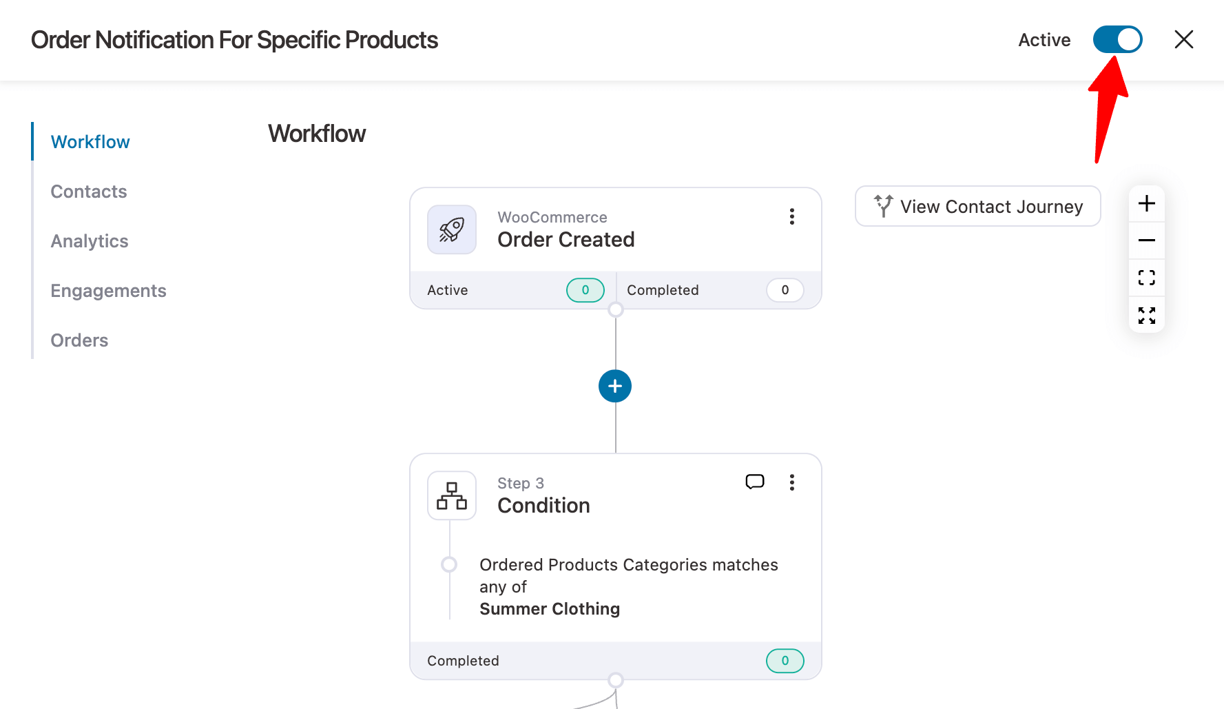activate order notification for specifc categories